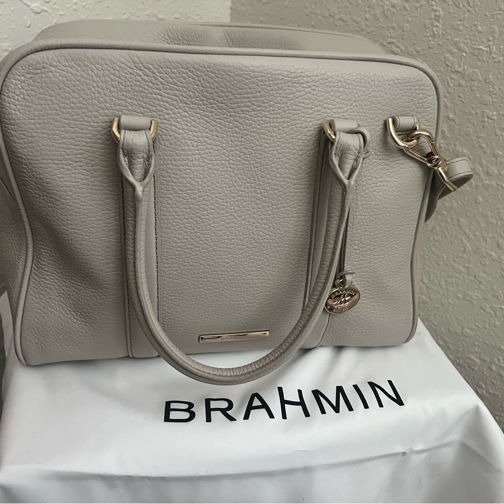Brahmin Latte Velouria Collection Marissa Satchel